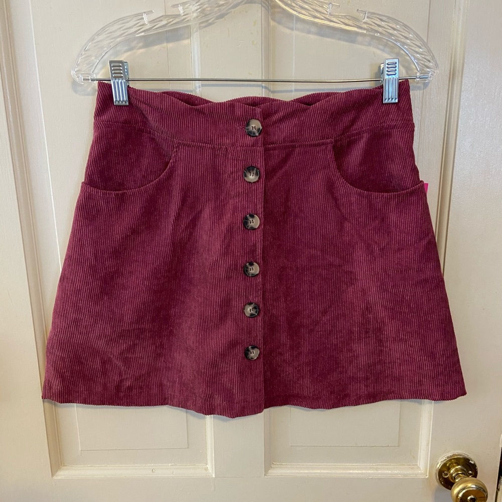 NWT Amy Byer Magenta corduroy wine color skirt